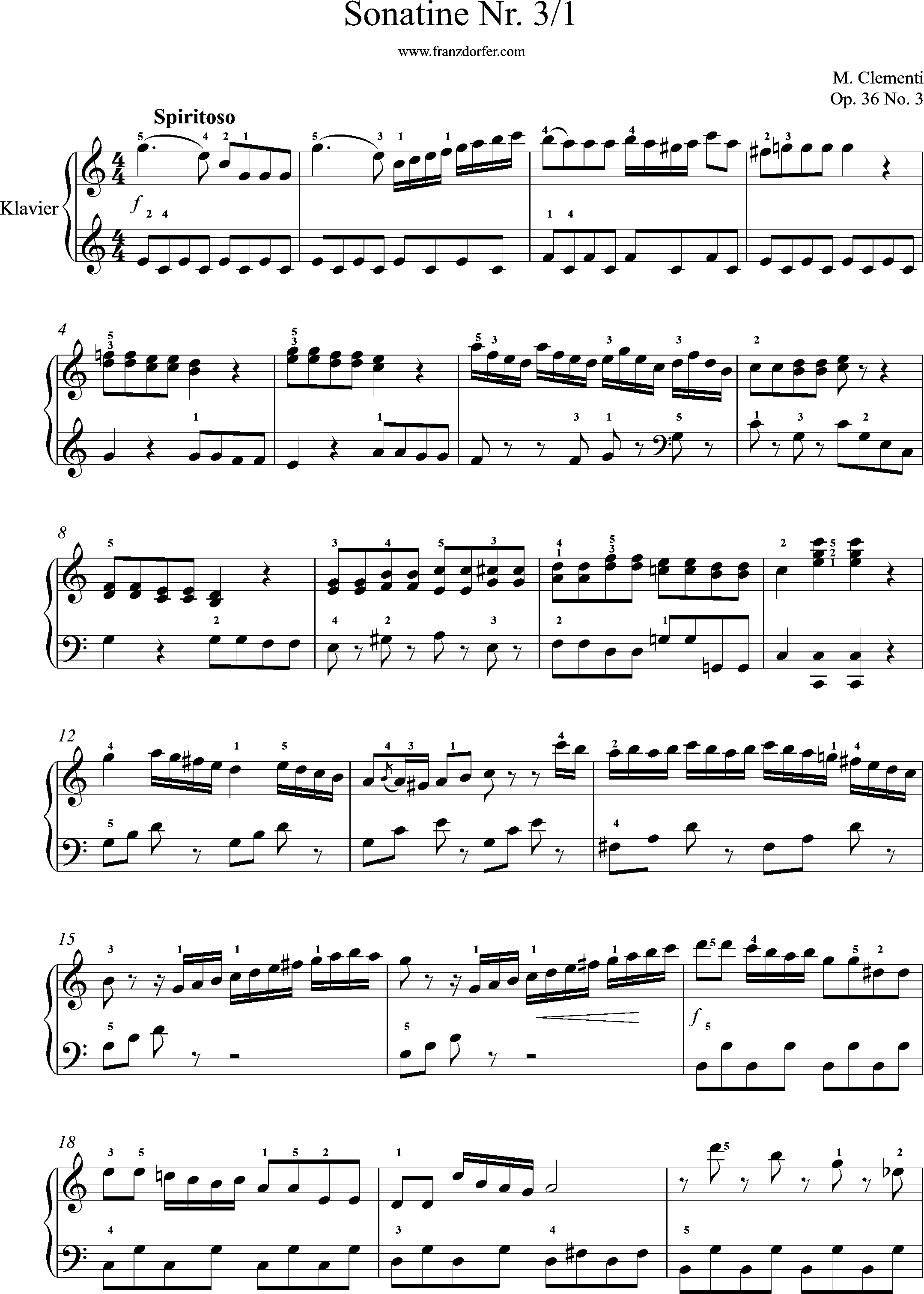 Clementi, op. 36, Sonatine 3, 1.Satz,Spiritoso, Seite 1